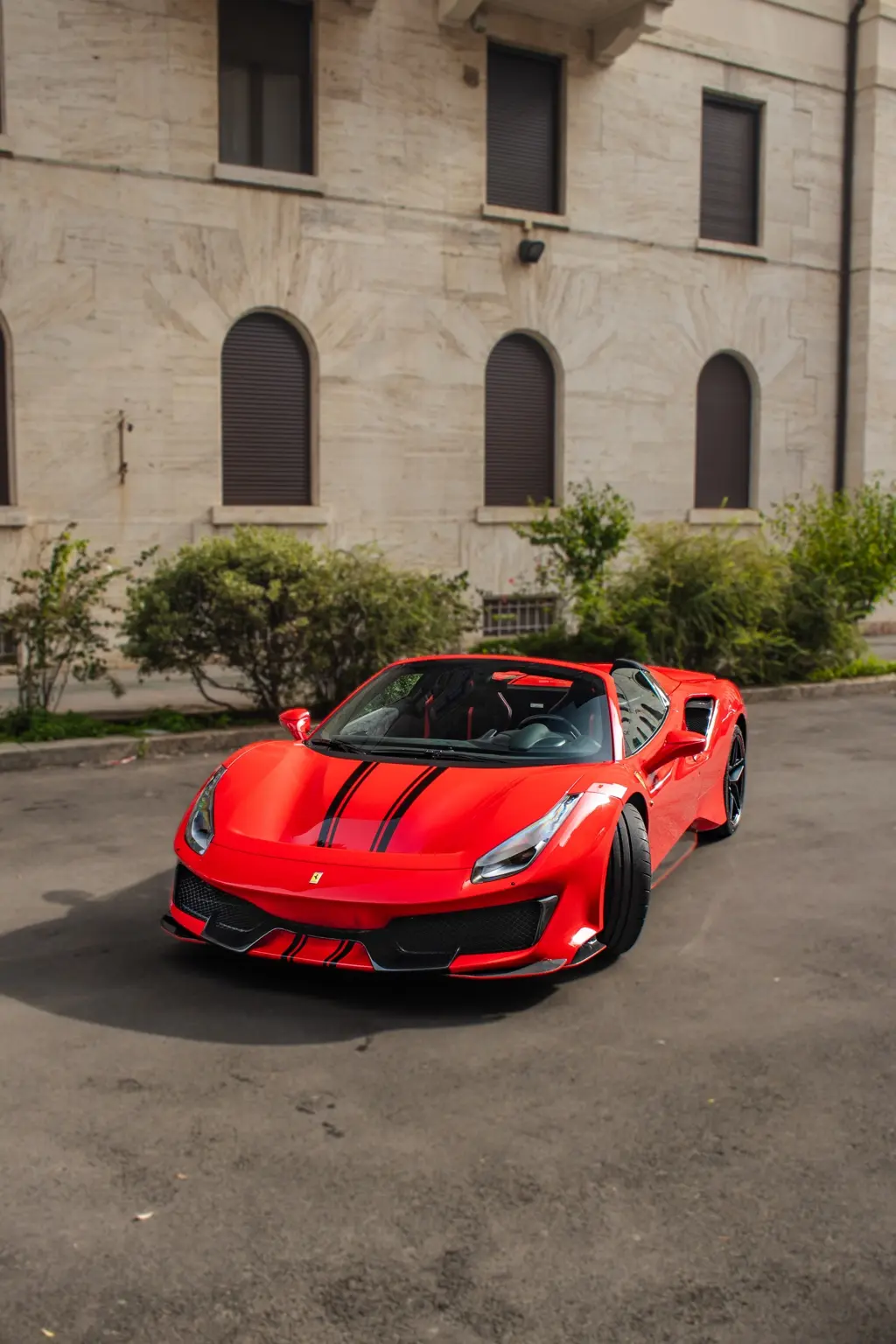 Ferrari arriving at the shooting location