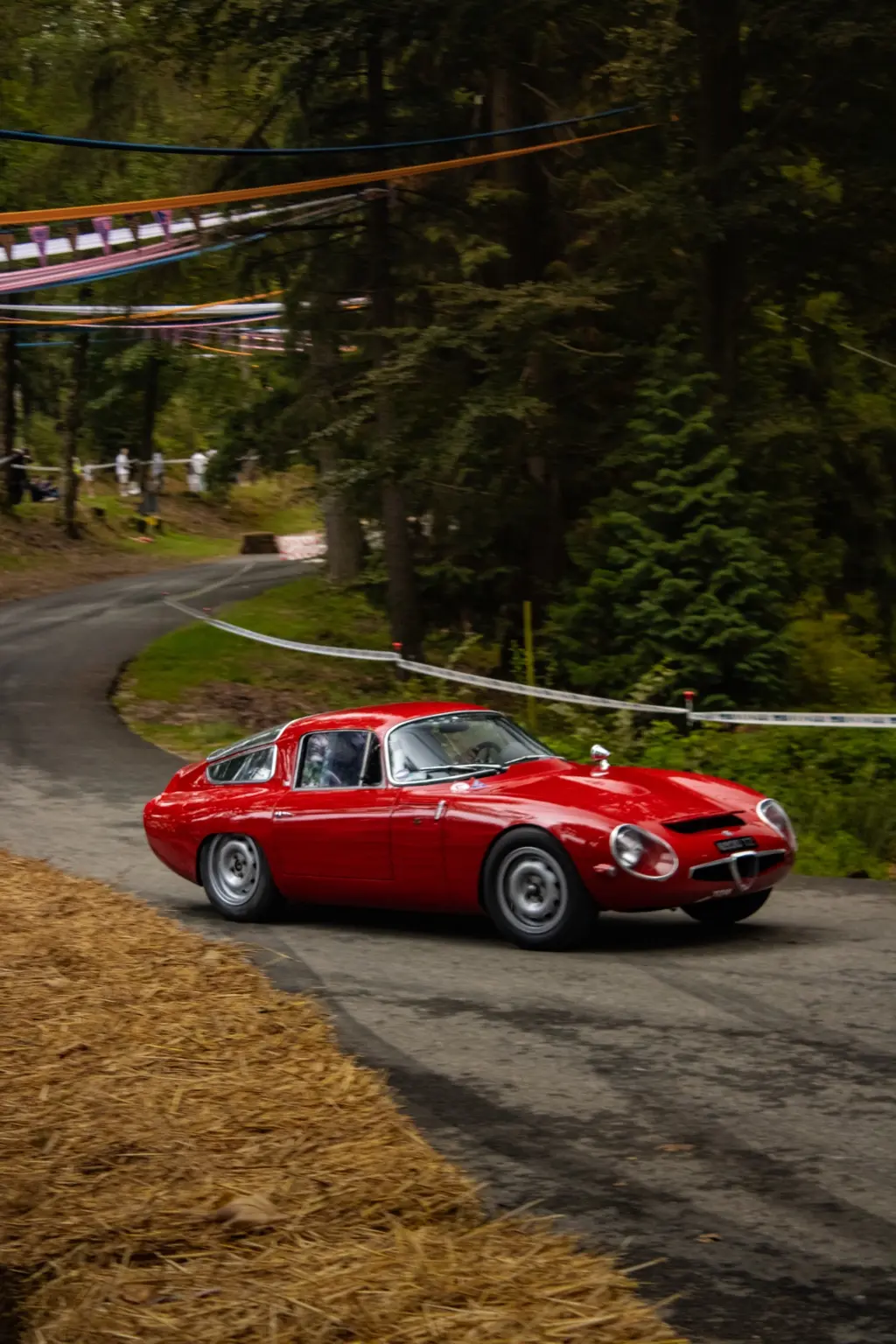 Coupé classica rossa nel paddock